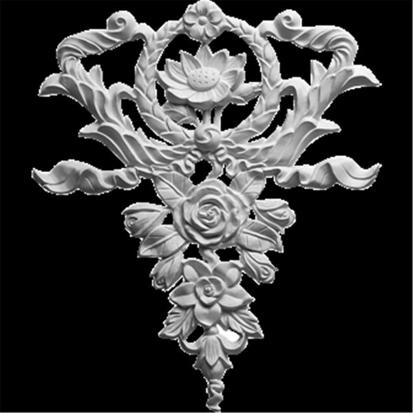 Dwellingdesigns 10.62 In. W x 12.62 In. H x .75 In. P Architectural accent - Large Flower And Wreath Drop Onlay DW68889